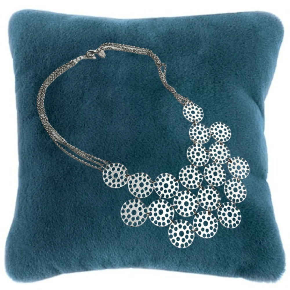 Express - Silver Tone Necklace with Perforated Disks